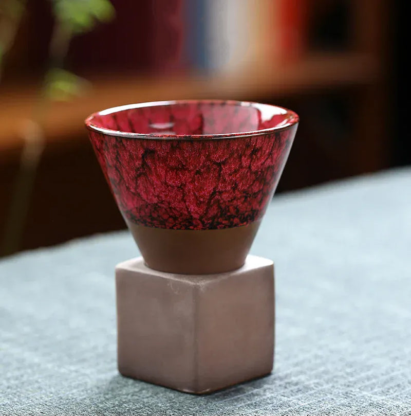 vermelho jap pottery cup